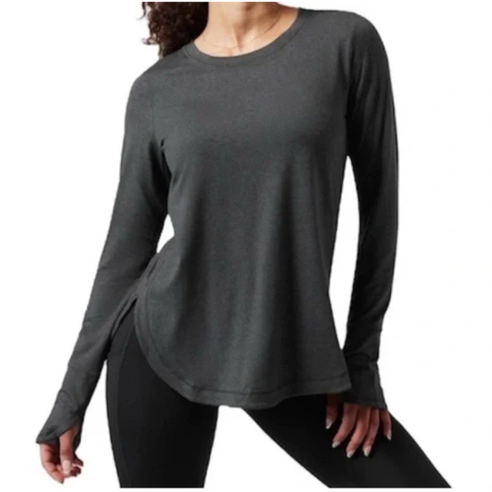 Athleta Uptempo Long Sleeve, Charcoal Dark Gray, Size M